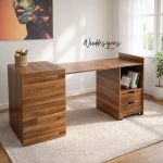 Kamara Space-Saving Work Table – Foldable Desk with Storage Drawers