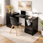 Kamara Space-Saving Work Table – Foldable Desk with Storage Drawers - Image 4